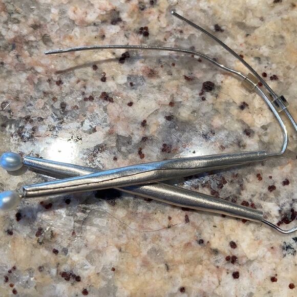 Hand Crafted One of a kind Artist silver smith sterling and pearl earrings - Picture 6 of 15